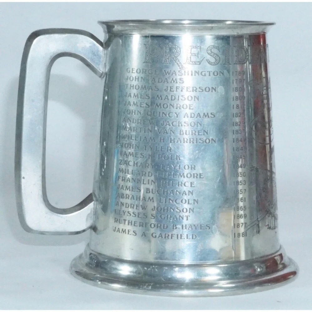 Presidents of America Vintage Engraved Pewter Mug